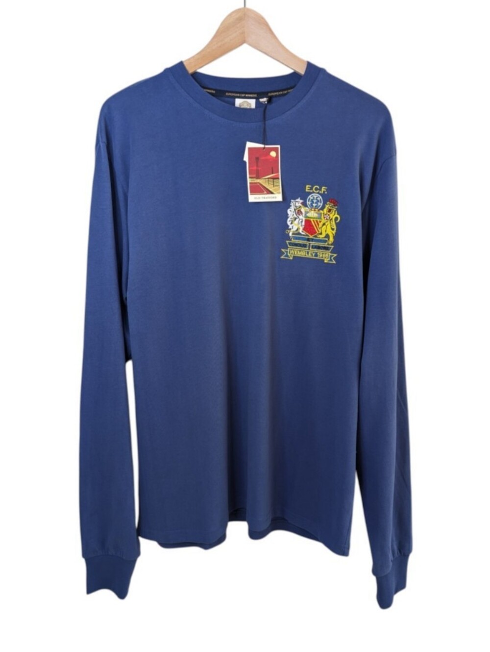 Manchester United 1968 Retro European Final Shirt Long Sleeve Blue Large